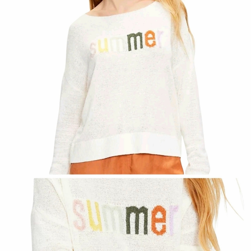 NEW w/tag Loft Multicolor Summer Crew Neck Pullover Sweater Sz Lg NWT